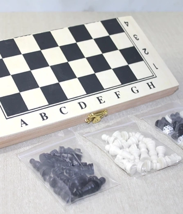 Ahşap Kutulu Satranç Ve Tavla Seti Alk4025