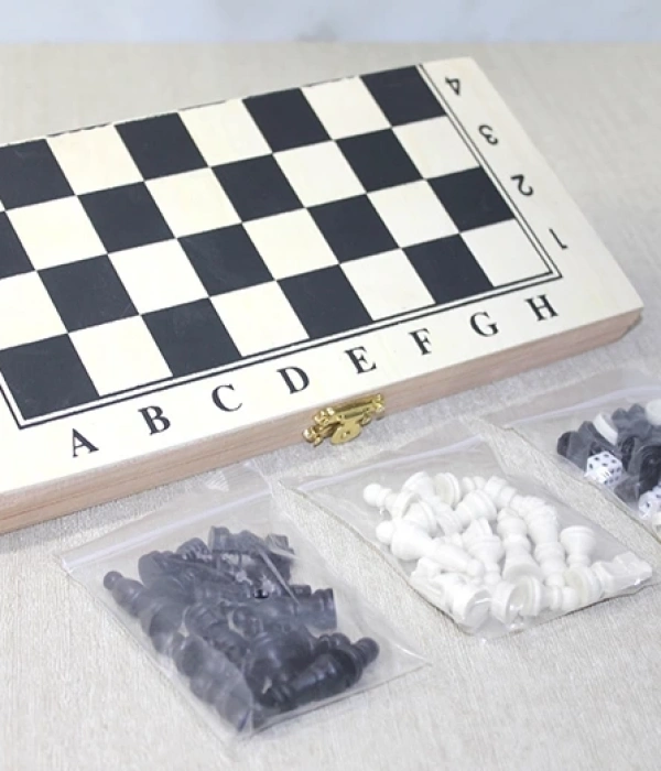 Ahşap Kutulu Satranç Ve Tavla Seti Alk4026