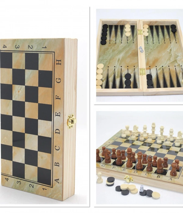 Ahşap Kutulu Satranç Ve Tavla Seti Alk4219