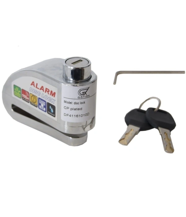 Alarmlı Motosiklet Disk Kilidi 110 Desibel Krom Bisiklet Scooter Alarmlı Disk Kilidi