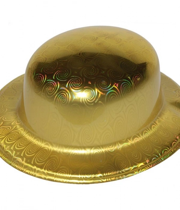 Altın Renk Hologramlı Plastik Yuvarlak Melon 27x24 Cm