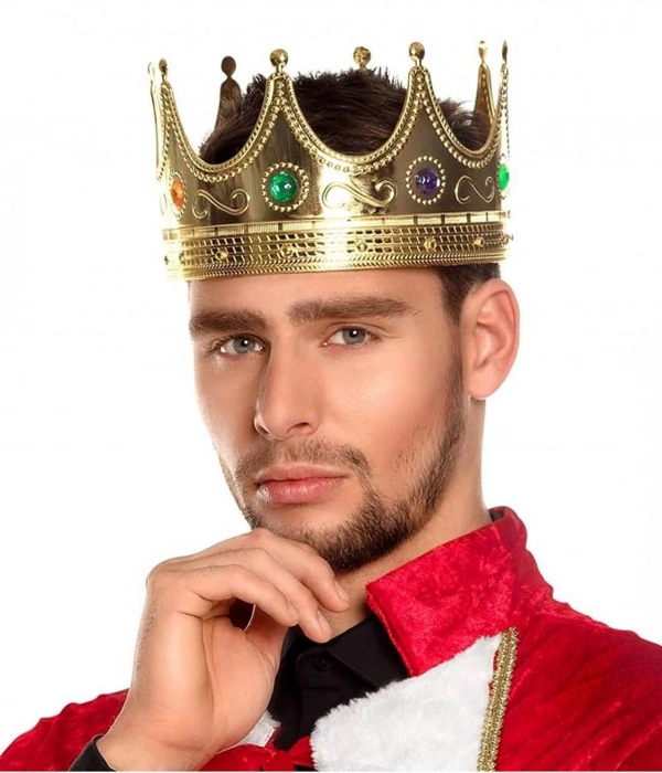 Altın Renk Yetişkin Çocuk Uyumlu Kral Tacı 60 Cm
