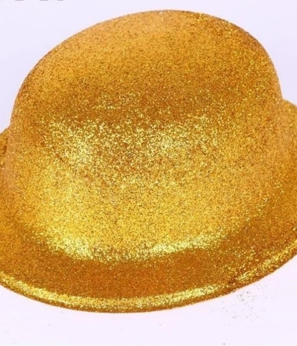 Altın Renk Yuvarlak Simli Plastik Parti Şapkası