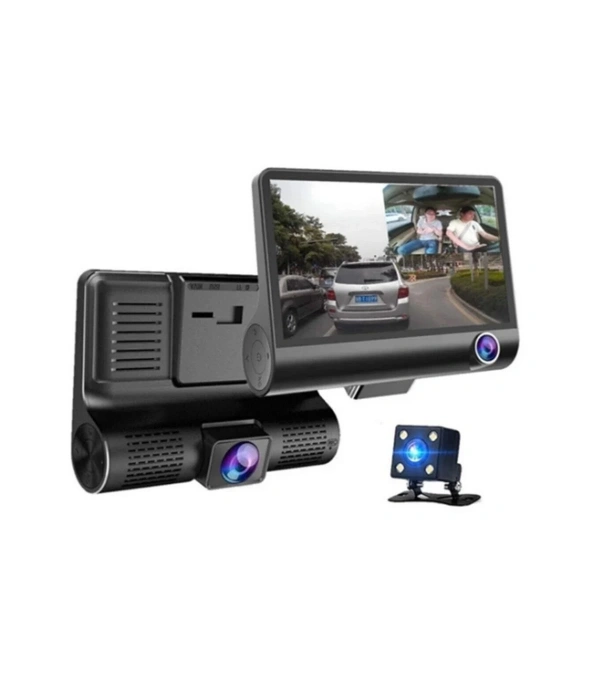 Araç Içi Kamera Gece Görüşlü 3 Kameralı 4 Inç 1080p Yol Kayıt Kamerası Geri Vites