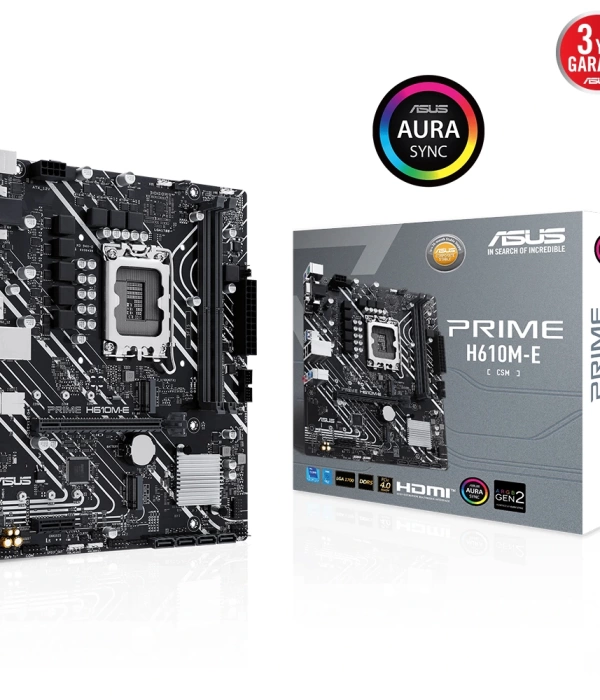 ASUS PRIME H610M-E-CSM DDR5 DP HDMI VGA 2XM2 USB 3.2 RGB MATX 1700P