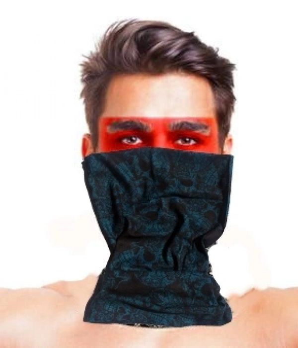 Baf Bandana Çoklu Kafatası Mavi Siyah Maske
