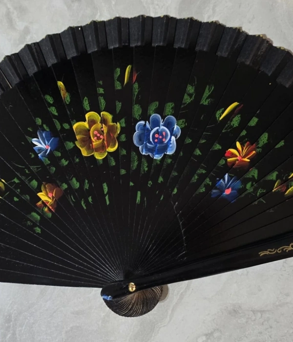 Bambu Çift Taraflı Siyah Yelpaze 12li Paket