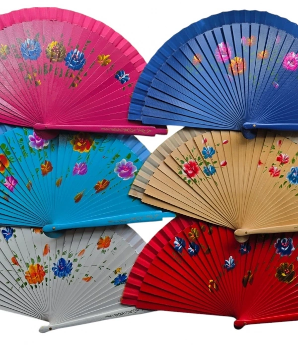 Bambu Çift Taraflı Yelpaze Karışık Renkler 12li Paket