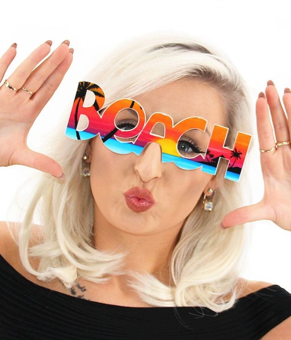 Beach Yazılı Parti Gözlüğü Yaza Merhaba Hawaii Show Gözlüğü 19x6 Cm