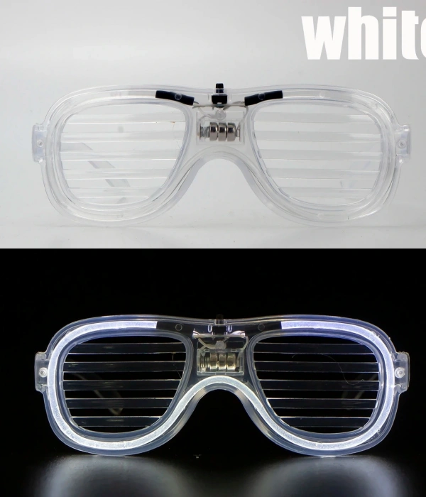 Beyaz Led Işıklı Parti Gözlüğü - Neon Glow Şerit Gözlük 3 Modlu