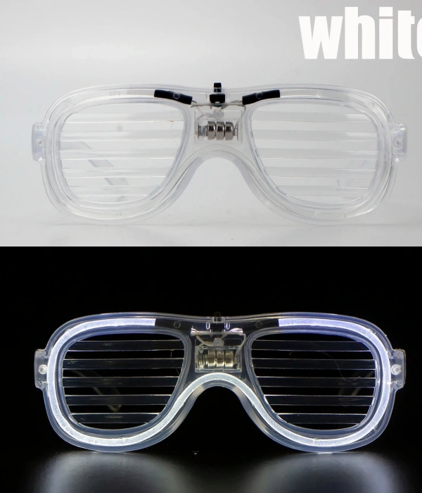 Beyaz Led Işıklı Parti Gözlüğü - Neon Glow Şerit Gözlük 3 Modlu