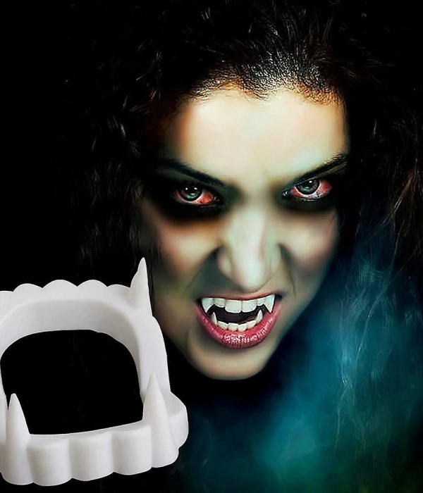 Beyaz Renk Çift Damak Takma Vampir Dişi