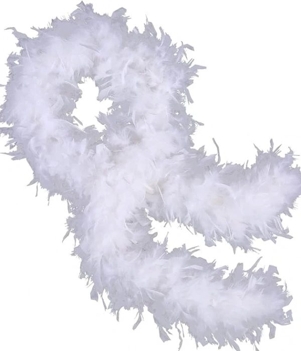 Beyaz Renk Kabarık Kalın Otriş Boa Tüy 6 Cm Genişlik 180-200 Cm Uzunluk