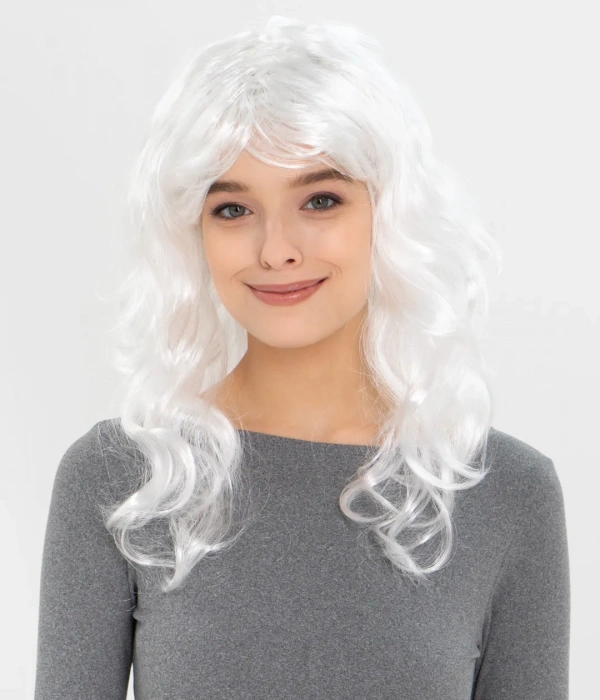 Beyaz Renk Kahküllü Dalgalı Uzun Parti Peruğu