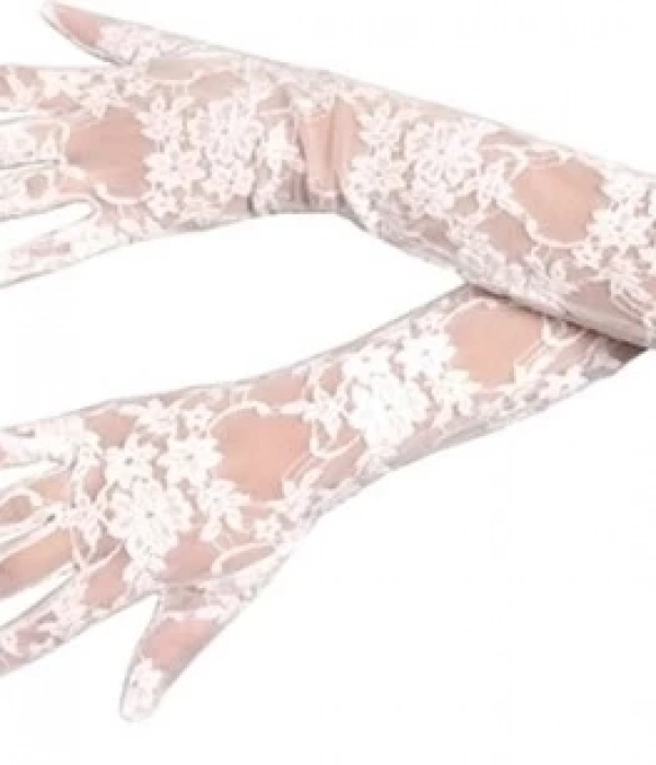 Beyaz Renk Orta Boy Dantelli Eldiven