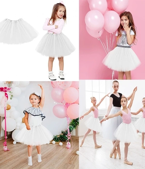 Beyaz Renk Tütü Etek Bale Eteği Gösteri Eteği Çocuk Bebek Boy