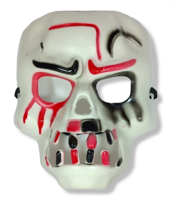 Beyaz Üzeri Rengarenk Korku Dişli Kafatası Maskesi 30x22 Cm