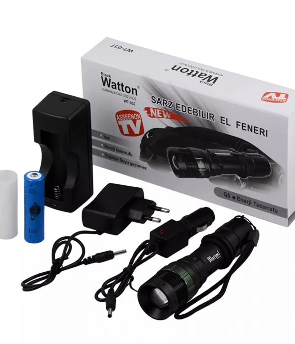 Black Wt-037-şarjlı Zoomlu Acil Durum Feneri