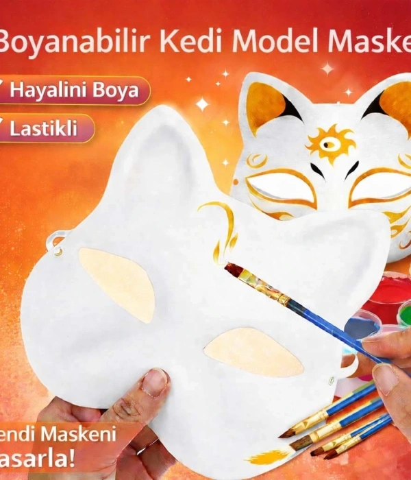 Boyanabilir Kedi Model Maske – Kendi Tasarımını Oluştur