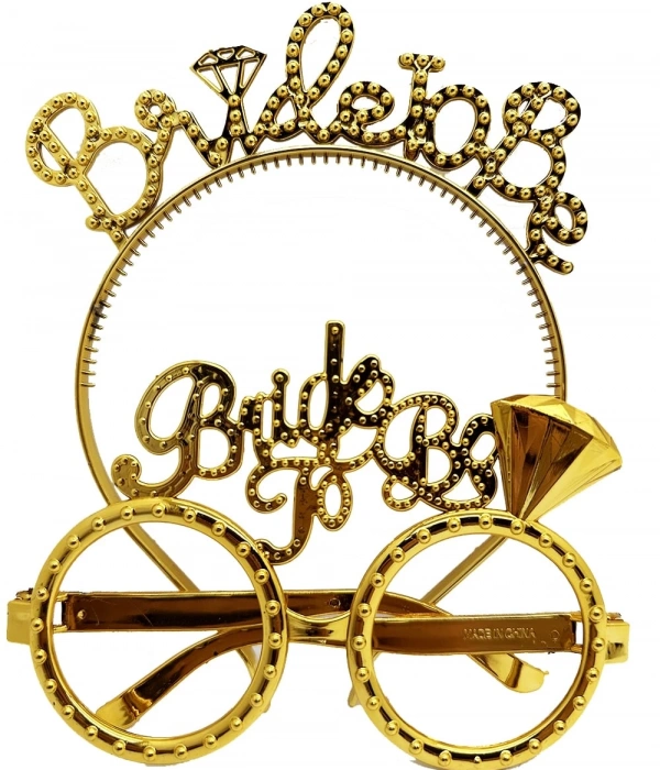 Bride To Be Yazılı Taç Ve Bride To Be Yazılı Gözlük Seti Altın Renk