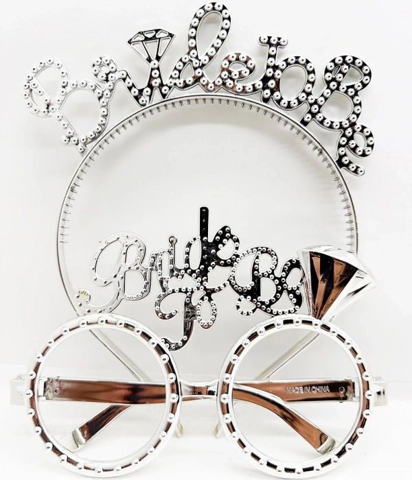 Bride To Be Yazılı Taç Ve Bride To Be Yazılı Gözlük Seti Gümüş Renk