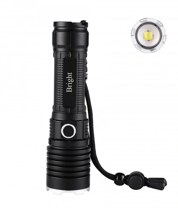 Bright Ght-5761 Xp90 Led 3 Mod Zoomlu Yağmur Suyu Geçirmez Şarjlı El Feneri 26650 Pilli