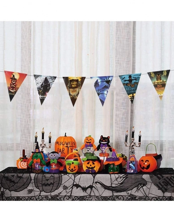 Cadılar Bayramı Halloween Flama Bayrak Banner Süs 8 Li 3 Metre