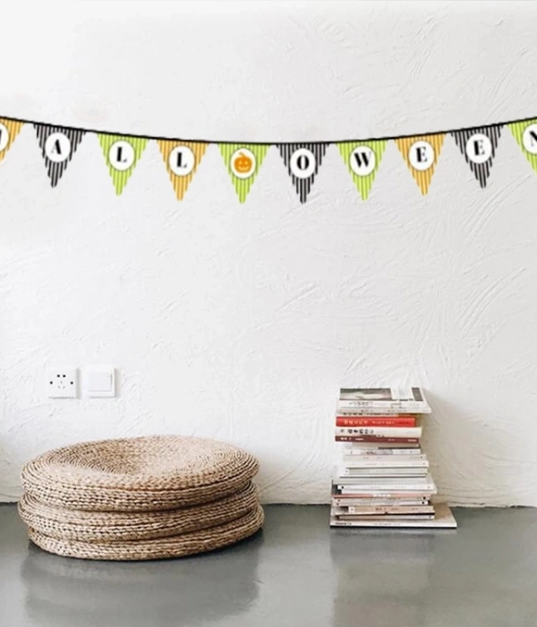 Cadılar Bayramı Kabak Temalı Halloween Yazılı Banner Süs Flama 3 Metre