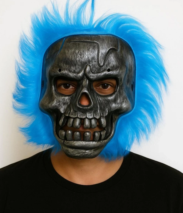 Cadılar Bayramı Lacivert Saçlı Maske