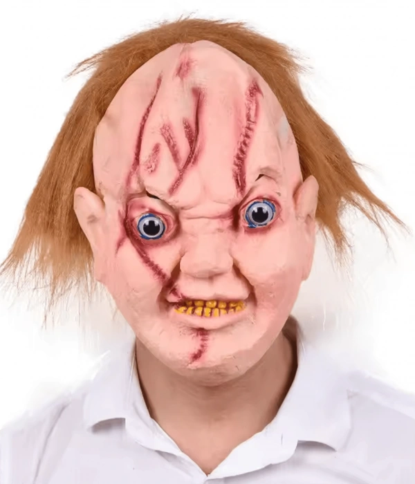 Çaki Maskesi Kahverengi Saçlı Lateks Et Chucky Çaki Maskesi