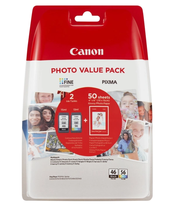 CANON PG-46-CL56 2Lİ KARTUŞ + 50 ADET FOTOĞRAF KAĞIDI