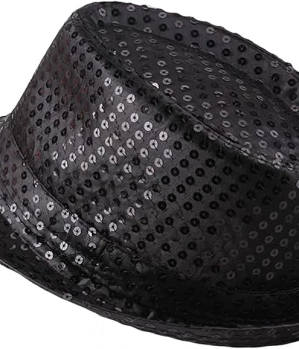 Çocuk Boy Siyah Payetli Şapka Gösteri Şapkası Michael Jackson Şapkası 54 No