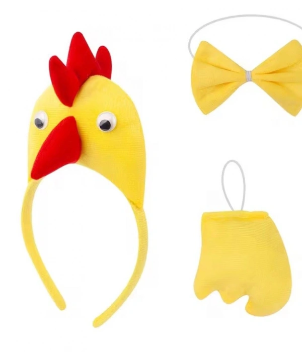 Çocuk Horoz Tavuk Kostüm Seti 3 Parça (taç + Papyon + Kuyruk)