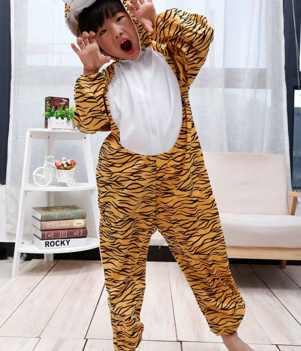 Çocuk Kaplan Kostumu - Aslan Kostümü 2-3 Yaş 80 Cm