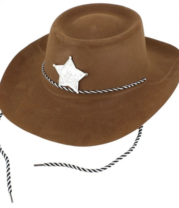 Çocuk Kovboy Şapkası Plastik Üzeri Flok Kaplama Açık Kahverengi