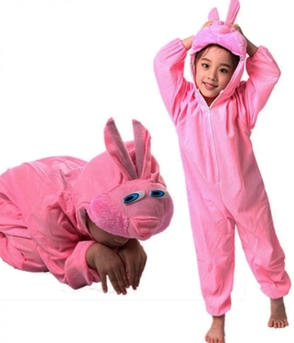Çocuk Tavşan Kostümü Pembe Renk 4-5 Yaş 100 Cm