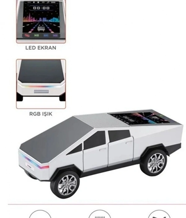D68 Cyber Model Araba Tasarımlı Bluetooth Hoparlör 15w Güçlü Ses Rgb Led /tws/usb Beyaz