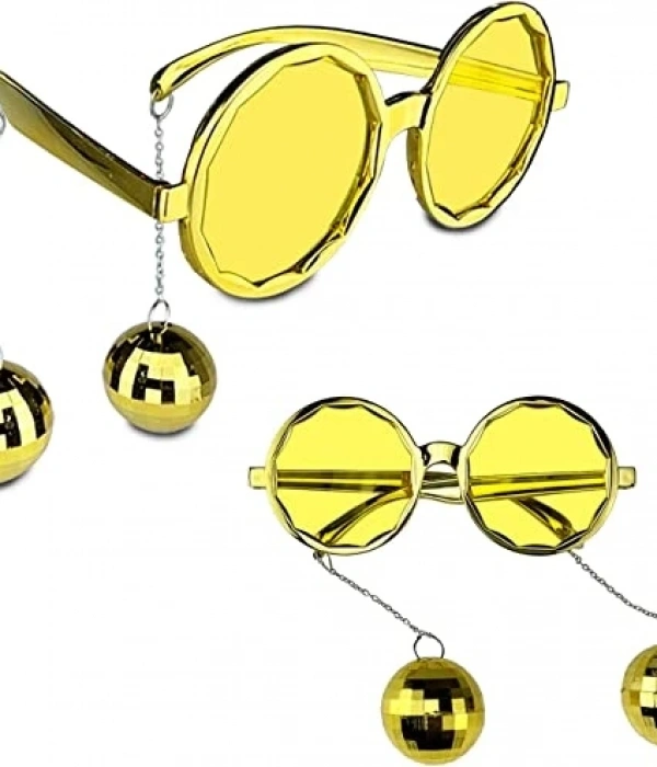 Disko Toplu Küpeli Parti Gözlüğü Altın Renk