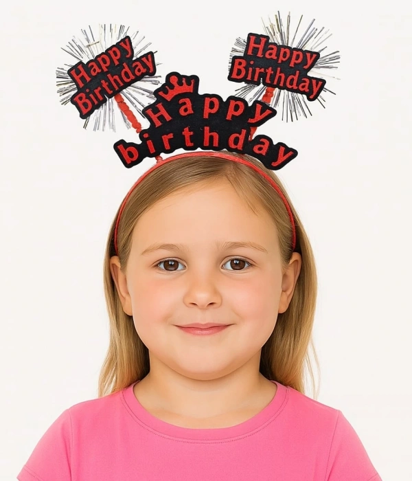 Doğum Günü Kutlaması İçin Kırmızı Taç – Işıltılı Yazılı Parti Tacı