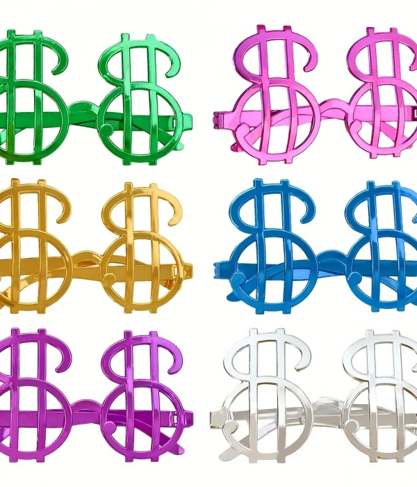 Dolar Şekilli Metalize Parti Gözlüğü 6 Adet