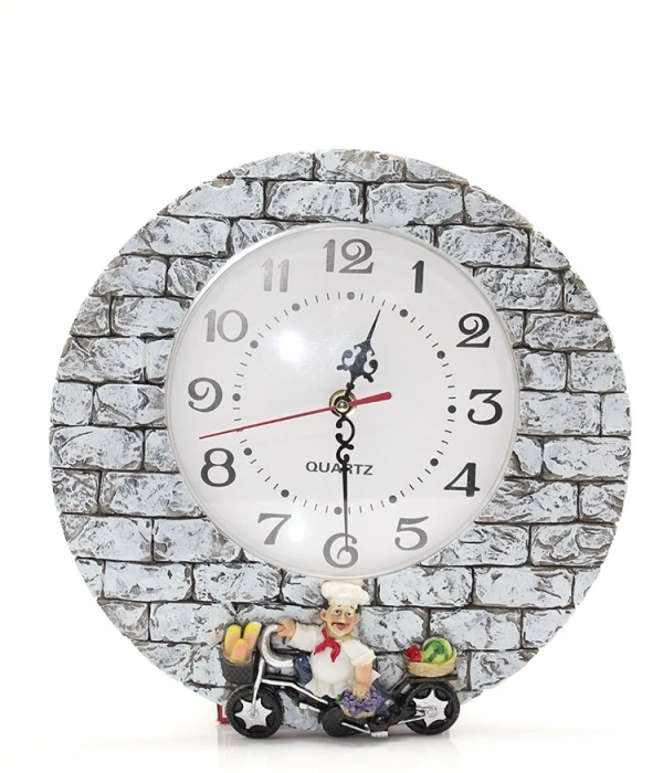 Duvara Asmalı Aşcı Tasarımlı Polyester Saat Alk1542