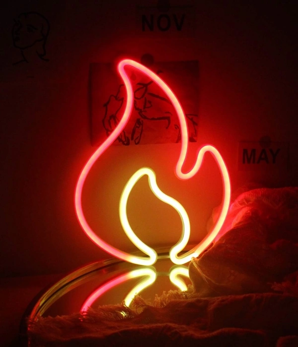 Duvara Asmalı Neon Alev 30×23cm