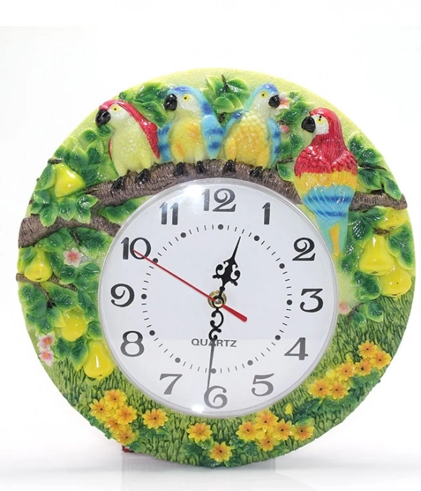 Duvara Asmalı Papağanlı Polyester Saat Alk1537