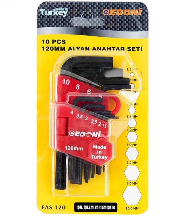 Edoni 120 Mm 10 Parça Alyan Seti Siyah