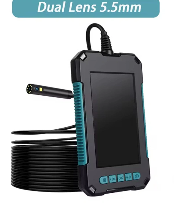 Ekranlı Çift Kameralı 10 Mt Hafıza Kart Destekli Sert Kablo Yılan Endoskop Kamera 5.5 Mm 4.3 Inc