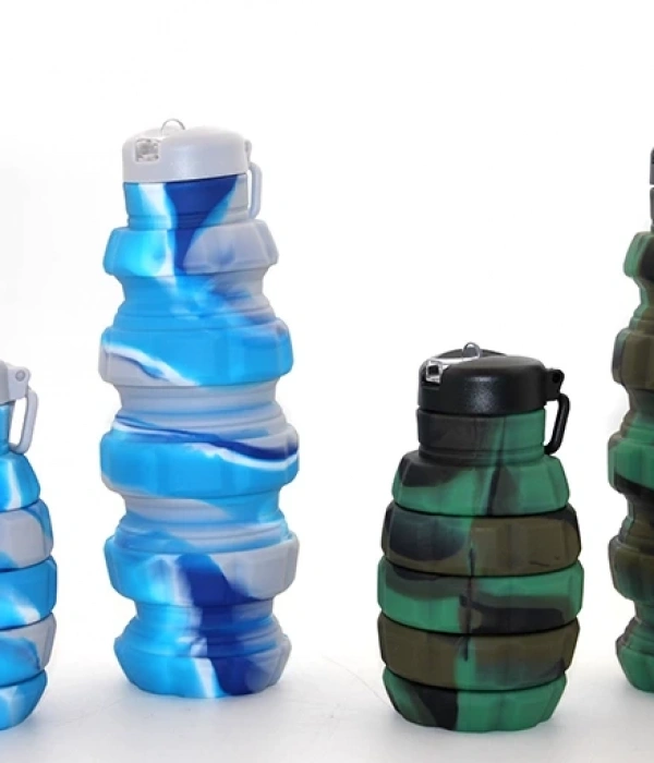 El Bombası Tasarımı Katlanabilir Portatif Silikon Su Şişesi 500 Ml Alk3139