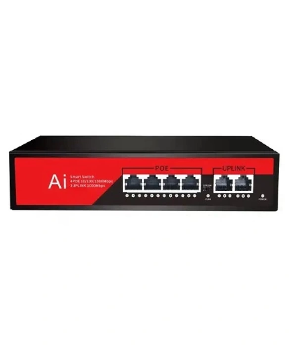 EZCOOL EZ-04PSF-FG 4PORT 4GE+2GE F.GİGABİT POE SWİTCH 65W