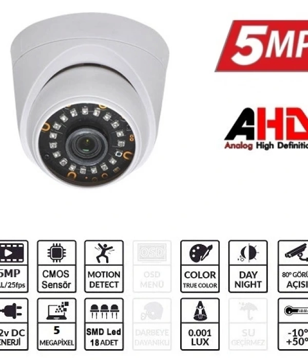 EZCOOL EZ-5025HD 5 MP 3.6MM LENS AHD DOME KAMERA