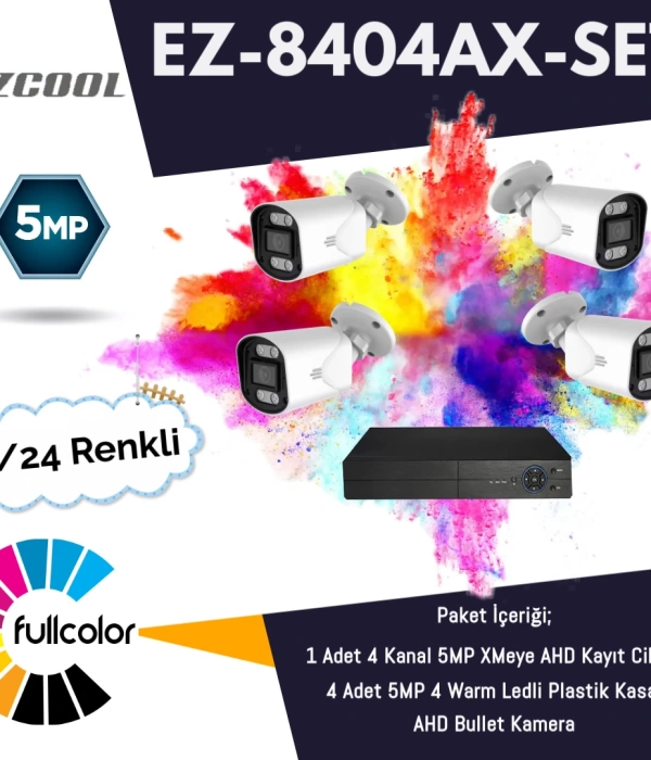 EZCOOL EZ-8404AX-SET 5MP FULLCOLOR 7/24 RENKLİ 4LÜ SET