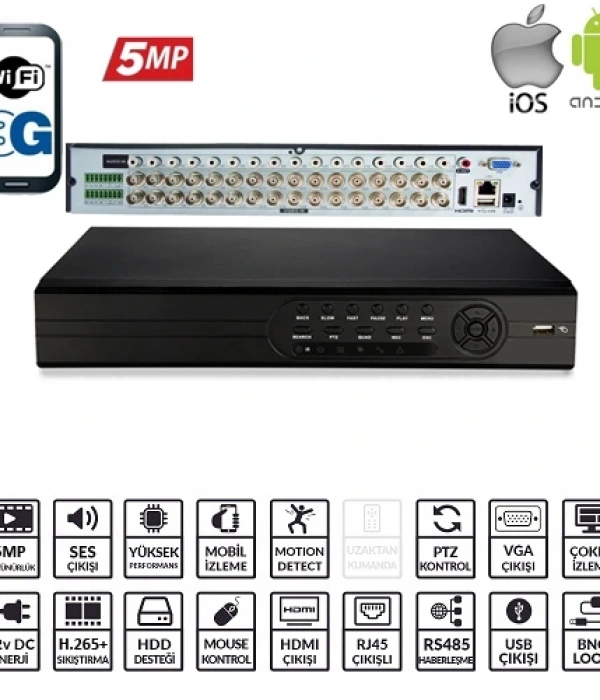 EZCOOL EZ-8732AHD 32 KANAL 2 HDD 5MP XMEYE KAYIT CİHAZI